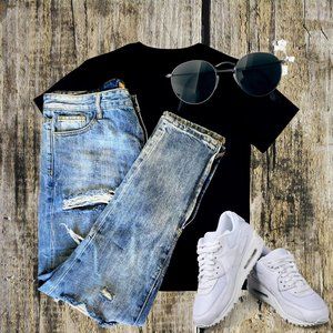 SOLD - Mᴇɴ Cʀʏsᴘ Dᴇɴɪᴍ: Dɪsᴛʀᴇssᴇᴅ Sᴛʀᴇᴛᴄʜ Jᴇᴀɴs ᴡ/Iɴɴᴇʀ Aɴᴋʟᴇ Zɪᴘᴘᴇʀs